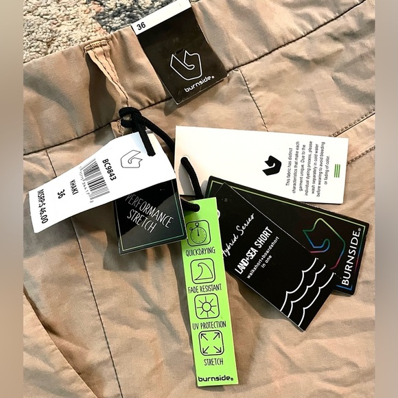 NWT Burnside Men’s Hybrid Walk Swim Shorts Size 36 Khaki - Picture 8 of 8